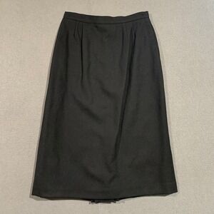 Vintage Black 100% Pure Wool‎ Midi Skirt Pleated Back Made in USA Womens Size